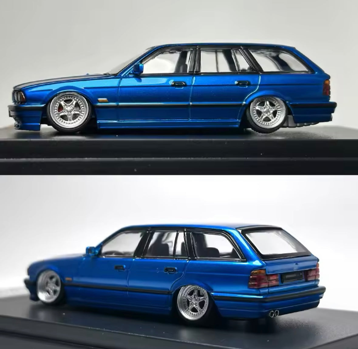 Mortal 1:64 BMW E34 Touring – Crock Wagon Legierungsmodell in Blau & Weiß