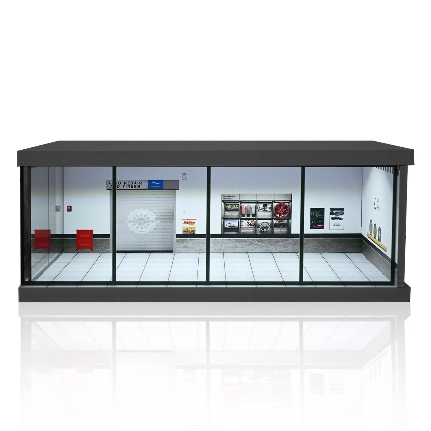 1:43 Car Diorama mit LED-Beleuchtung – Garage & Showroom Szene mit Acryl-Tür