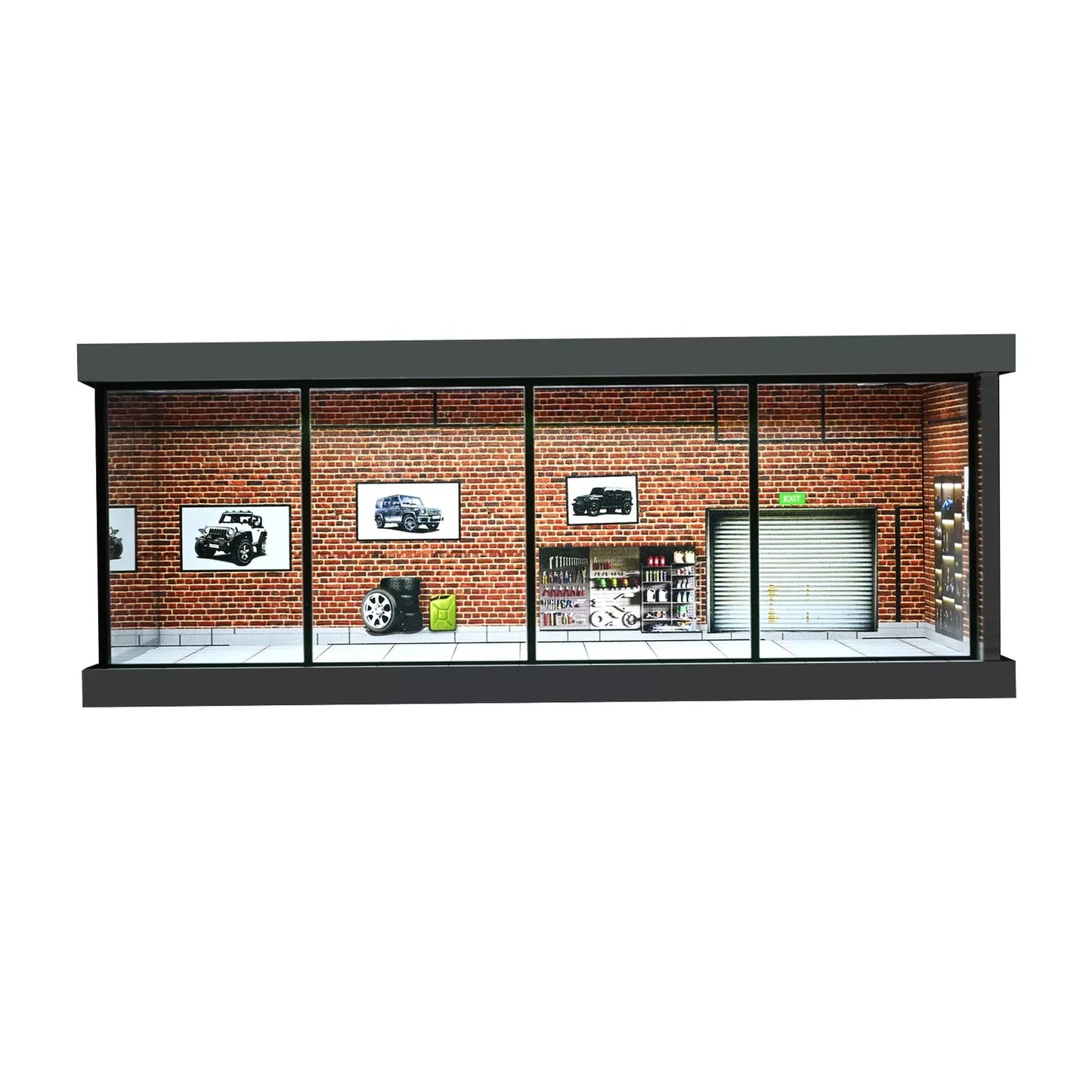 1:43 Car Diorama mit LED-Beleuchtung – Garage & Showroom Szene mit Acryl-Tür