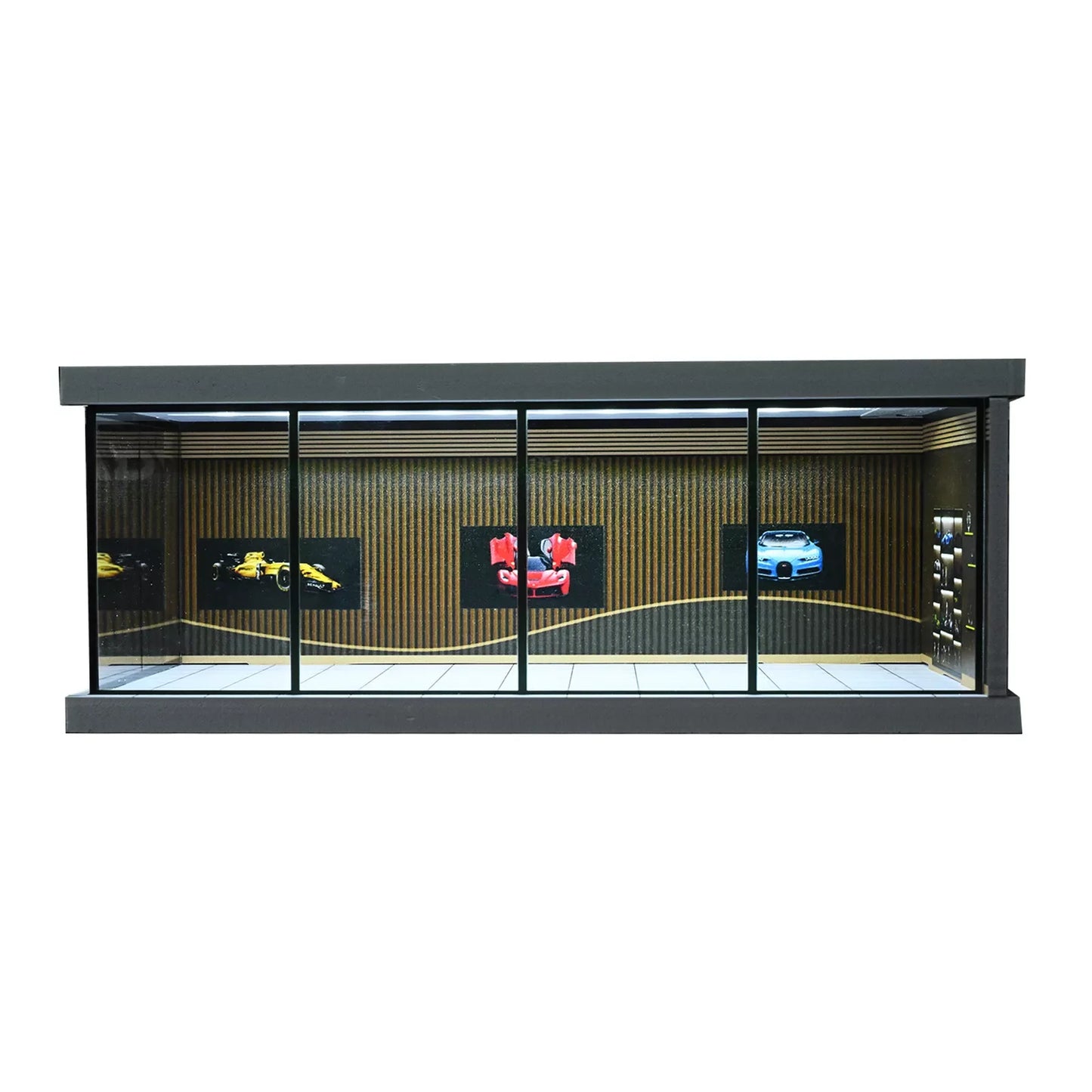 1:43 Car Diorama mit LED-Beleuchtung – Garage & Showroom Szene mit Acryl-Tür