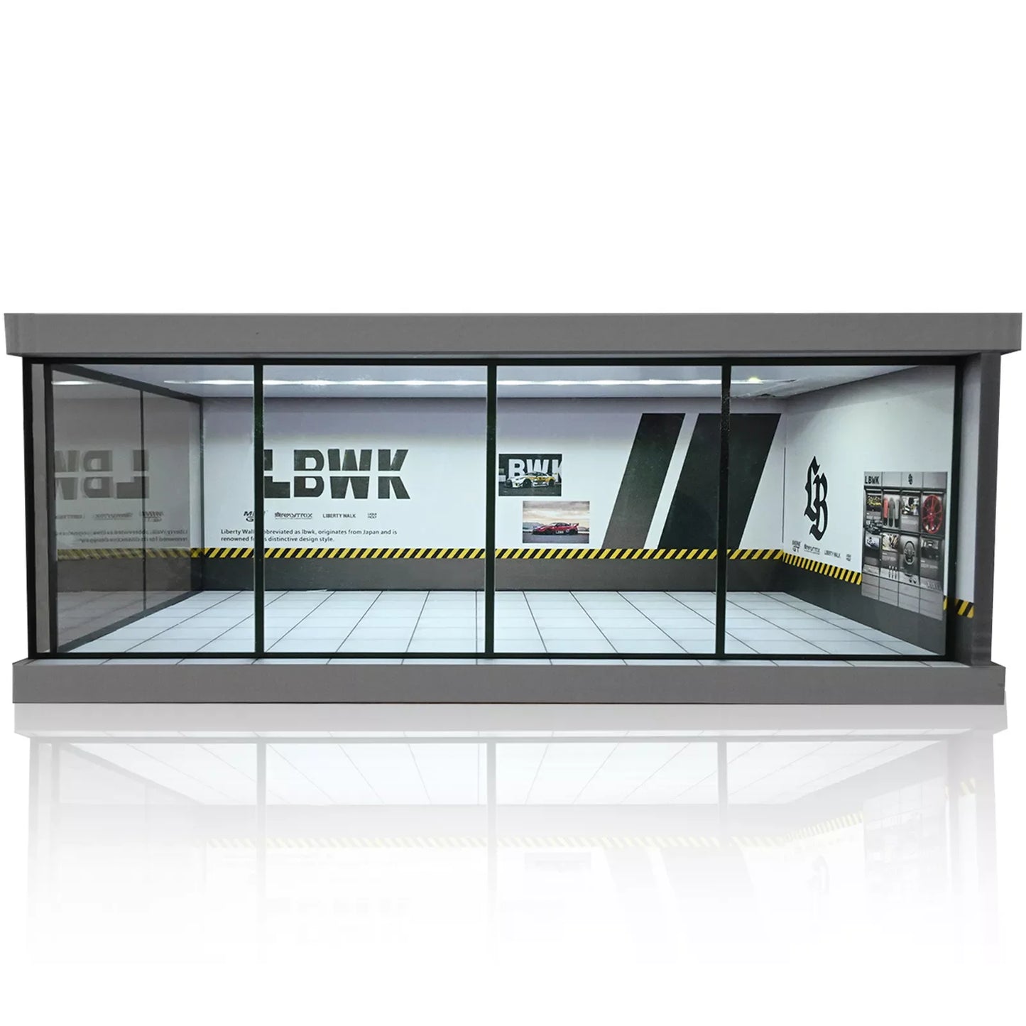 1:43 Car Diorama mit LED-Beleuchtung – Garage & Showroom Szene mit Acryl-Tür
